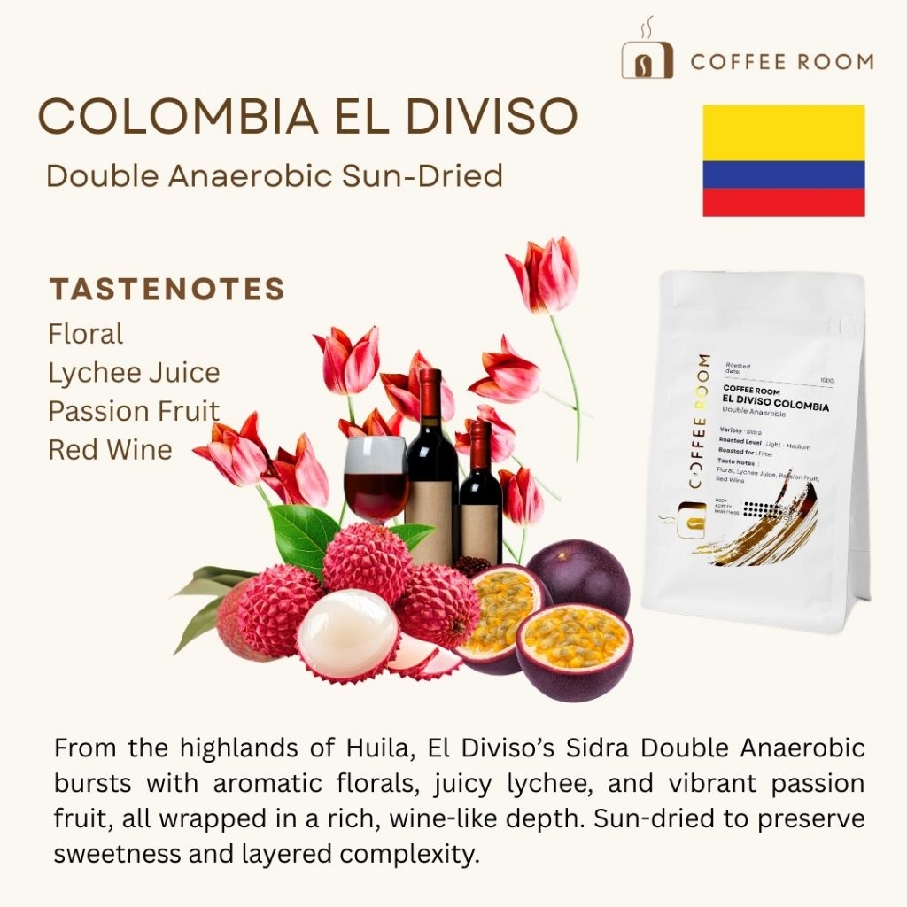 Coffee Room | |Colombia El Diviso | Sidra Double Anaerobic Sun-Dried | กาแฟ Fermented หอมลิ้นจี่ฟุ้งๆ พร้อมกลิ่นไวน์เบาๆ
