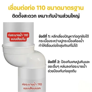 ท่อเบี่ยงชักโครก ท่อเยื้องศูนย์ชักโครก ขนาด 2.5/5/7.5/10/12.5/15/17.5/20cm รุ่นหนาพิเศษ ท่อใหญ่ระบายน้ำไว