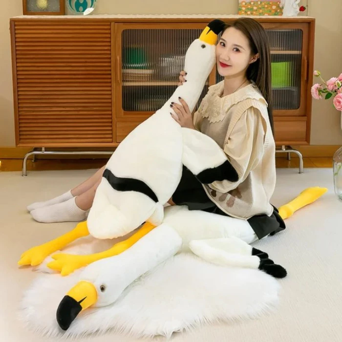 ตุ๊กตาฟามิงโก้สีขาว 105CM ขนนุ่มนิ่มน่ากอดของขวัญวันเกิด ของขวัญวันปัจฉิม มีบริการเขียนการ์ด