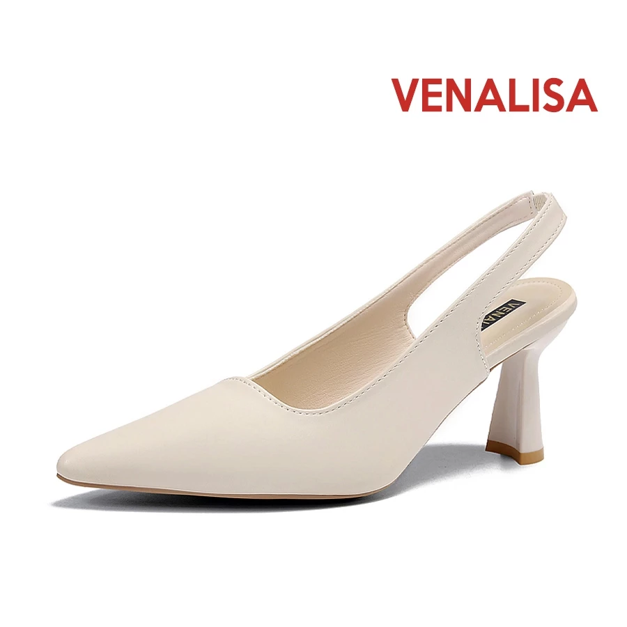Venalisa 3 นิ้ว รองเท้าส้นสูงผู้หญิง รองเท้าหัวแหลมหนังแท้ กริช สำนักงาน เวลาว่าง ร้านค้า ใส่แล้ว
