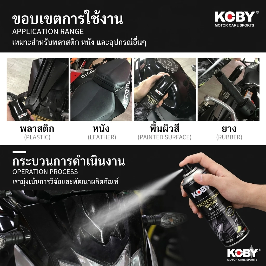 KOBY สเปรย์ฟื้นฟูพลาสติก ดำเงาเหมือนใหม่ น้ำยาเคลือบเงา เคลือบยางดำ เคลือบเบาะ กันน้ำ Protectant Spray thumbnail 7