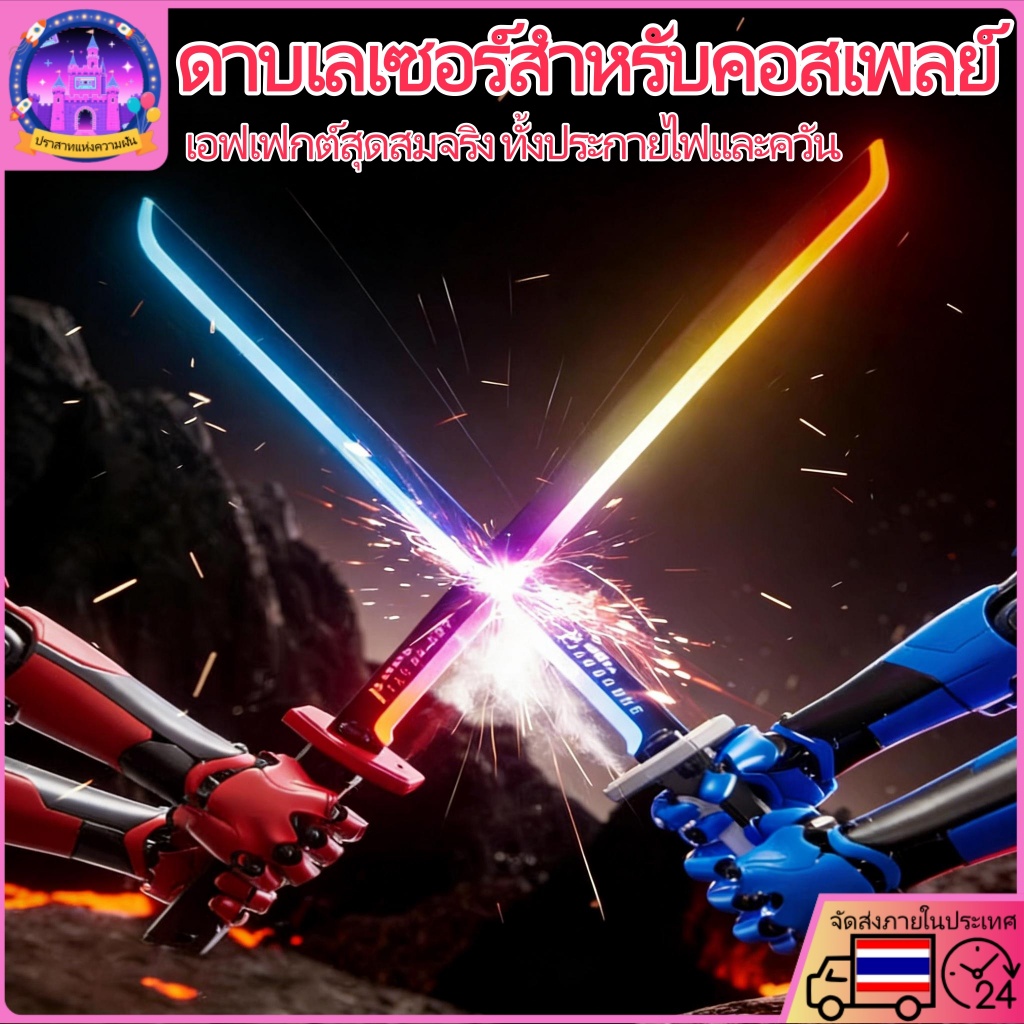 【COD】ดาบเลเซอร์ของเล่น LED 7สี พ่นหมอกได้ มีเสียง เหมาะคอสเพลย์ ของขวัญเด็ก ปลอดภัย ไม่คม Lightsaber
