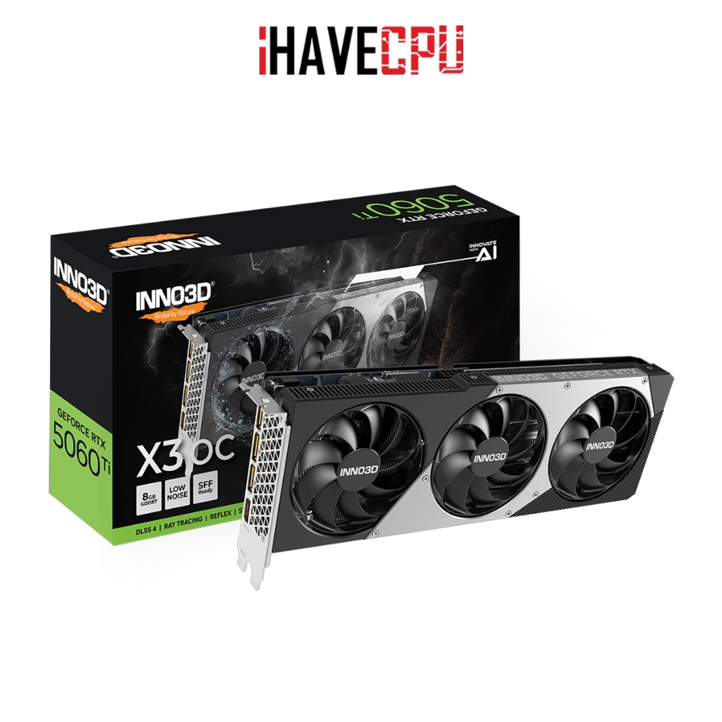 การ์ดจอ (vga) iHAVECPU INNO3D GEFORCE RTX 5060 TI X3 OC - 8GB GDDR7 (N506T3-08D7X-193075L)