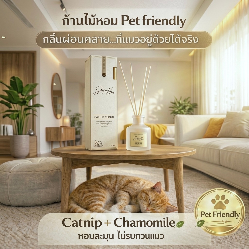 ก้านไม้หอมอ่อนโยนกับสัตว์เลี้ยงในบ้าน –กลิ่นCatnip Cloud(Catnip+คาโมมายล์)