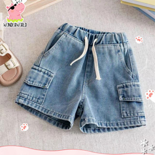 กางเกงขาสั้นเด็ก กางเกงยีนส์เด็ก แบบคาร์โก้ งานแฟชั่น สไตล์เ…