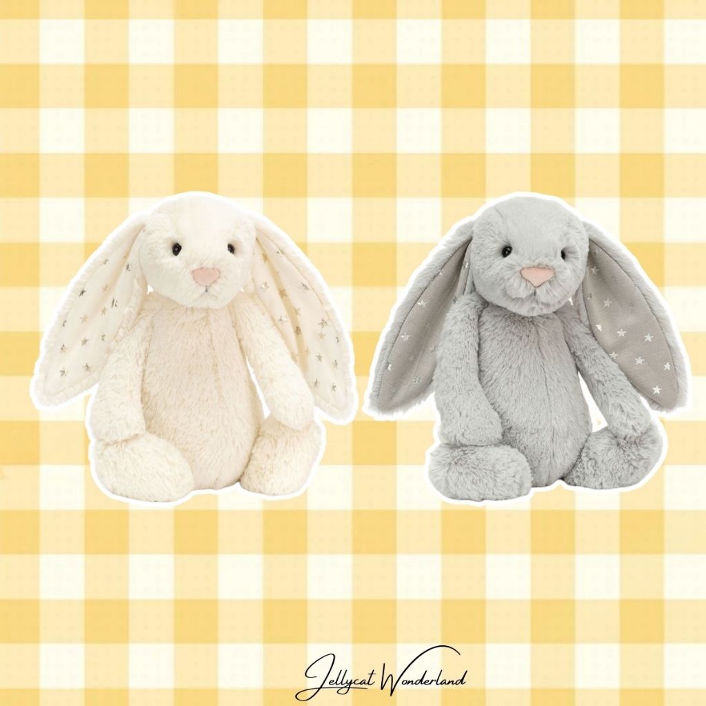 Jellycat Bashful Shimmer Bunny Twinkle Bunny ตุ๊กตา Jellycat นุ่มและฟู วัสดุที่ปลอด ภัยของแท้ 100% จัดส่งจากประเทศไทย