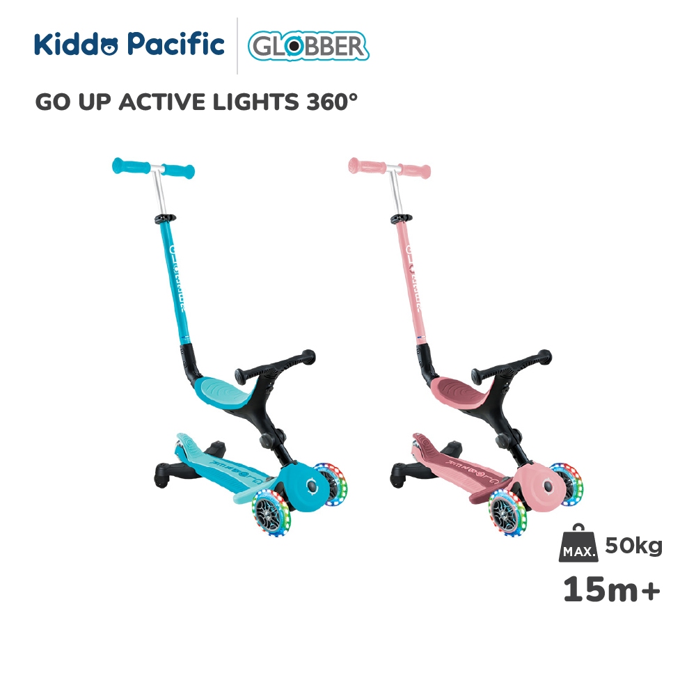GLOBBER GO UP ACTIVE LIGHTS - AQUA BLUE-PASTEL PINK จักรยานฝึกทรงตัว