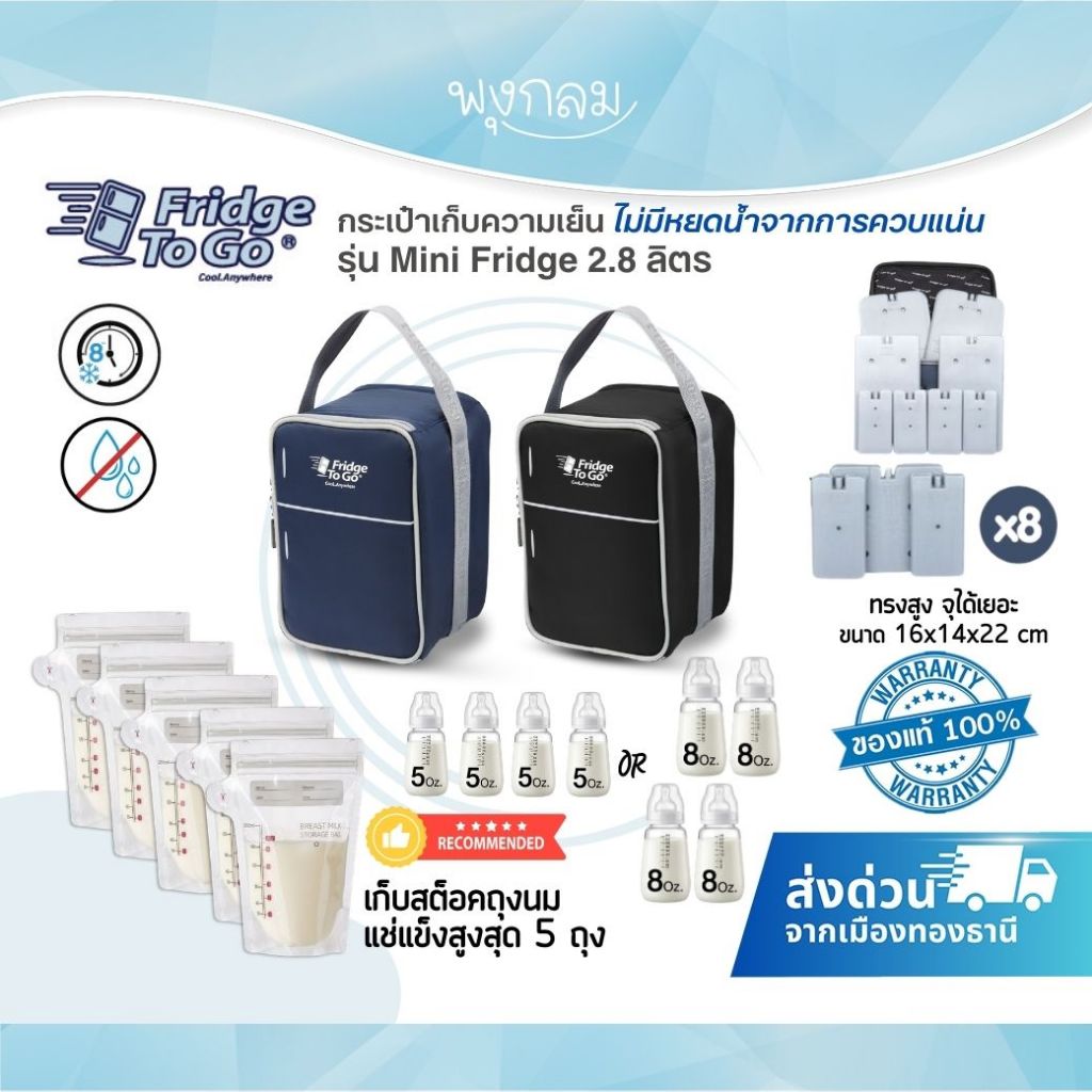 Fridge To Go กระเป๋าเก็บความเย็น รุ่น Mini Fridge ขนาดกลาง ความจุ 2.8L