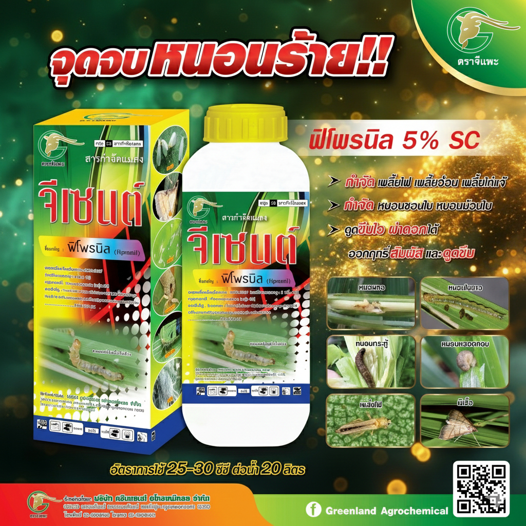 จีเซนต์ 1 ลิตร 12 ขวด ฟิโพรนิล 5% SC สูตรเย็น 1 ลิตร กำจัด หนอนใบขาว หนอนกอ แมลง เพลี้ยไฟ หมัดกระโดด