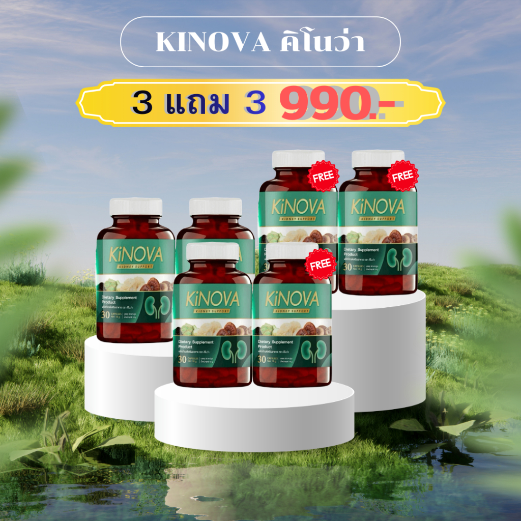 KINOVA คิโนว่า ของแท้ ผลิตภัณฑ์อาหารเสริมดูแลไต ทานวันละ 2 แคปซูล 1 กระปุก 30 แคปซูล ช่วยดูแลไตอย่างมีประสิทธิภาพ