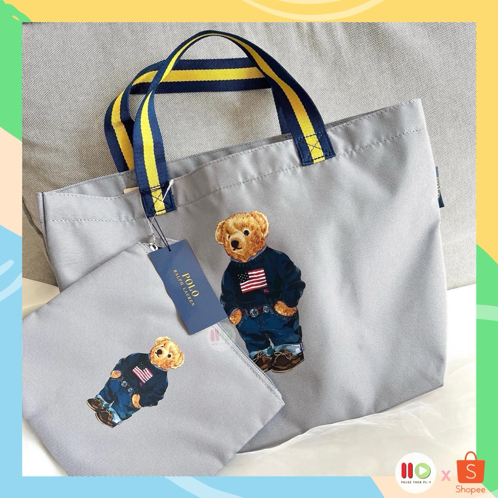 ⭐️ลด 25%⭐️โค้ด •25XTRA24• Ralph Lauren Polo Bear Tote Bag with Zip pouch (LIMITED Collection)