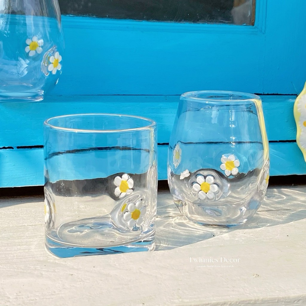 พร้อมส่ง 🌼 แก้วใส Little Daisy แก้วใสสุดละมุน น่ารักจนหยุดมองไม่ได้ ✨