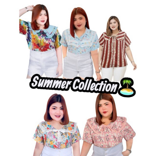 RN640.Collection Summer รวมแบบเสื้อลายดอกสาวอวบ ผ้าใส่สบายอก50“
