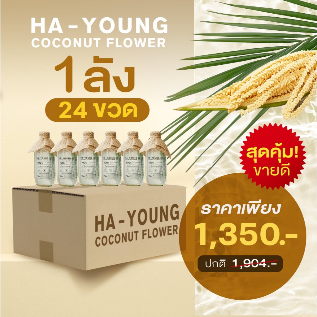 [ ยกลังปังอย่างแรง ] น้ำช่อดอกมะพร้าว100% ตรา ฮายัง Hayoung have a health ไม่ใส่น้ำตาล ไม่ผสมน้ำ ไม่ใส่สารกันเสีย 24 ขวด