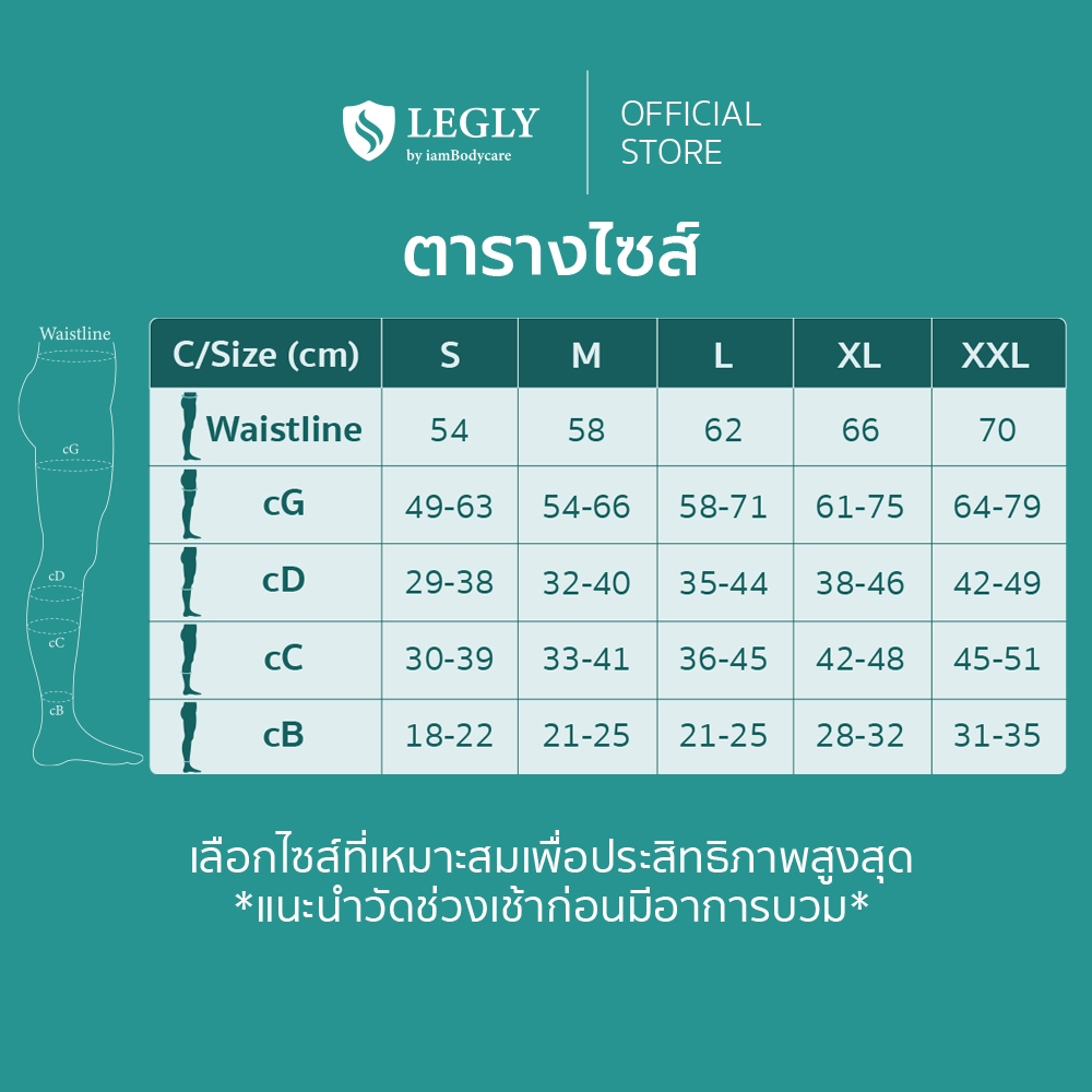 LEGLY ถุงน่องเส้นเลือดขอด แบบครึ่งน่อง/ใต้เข่า (สีดำ) ถุงเท้าแรงดันทางการแพทย์ ลดปวดขา บรรเทาเส้นเลือดขอด ราคา ถูกที่สุด ดีลบีเคเค แกลเลอรีภาพที่ 2