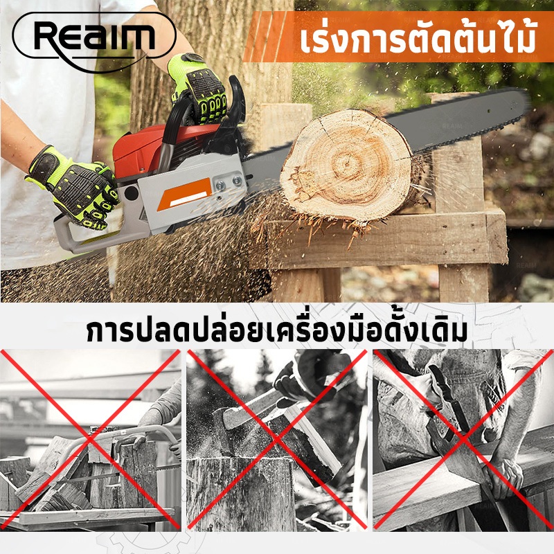 REAIM เลื่อยยนต์ / เลื่อยโซ่ บาร์ 20นิ้ว รุ่น คุณภาพของเยอรมัน เลื่อยโซ่ยนต์ ( Chain Saw ) รับประกัน 5 ปี รูปที่ 3