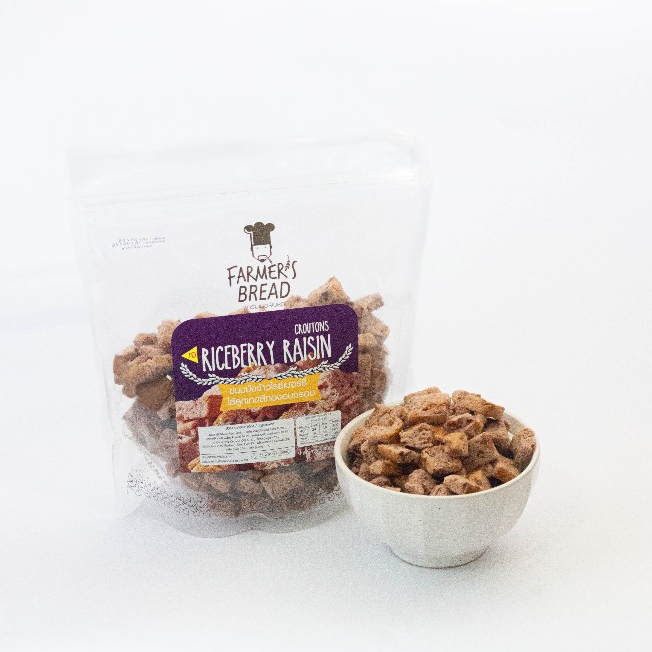 ขนมปังกรอบข้าวไรซ์เบอร์รี่ และลูกเกดสีทอง (Riceberry Raisin Crouton) ขนาด 400 กรัม