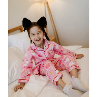NIKI BEBE - เซ็ตชุดนอนเด็ก ผ้า Cotton Satin แท้ 100% เส้นใยธรรมชาติ นุ่ม ลื่น ไม่ร้อน ระบายอากาศได้ดี เหมาะกับผิวแพ้ง่าย