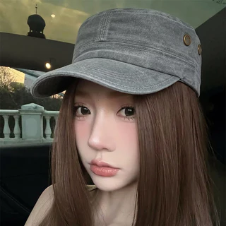 Halo studio พร้อมส่ง🔥หมวกทรงแบนปีกสั้นสีพื้นเรียบ ดีไซน์ทันสมัย ​​ระบายอากาศได้ดี