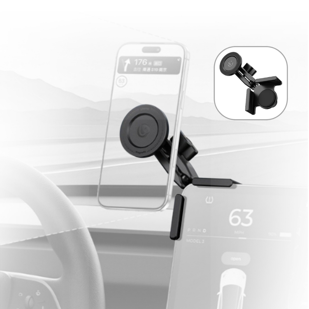 Ulanzi ที่จับมือถือ SK28 ติดจอรถยนต์ ระบบแม่เหล็ก หัวบอลคู่ ปรับมุม 360 องศา รองรับจอรถ Tesla EV