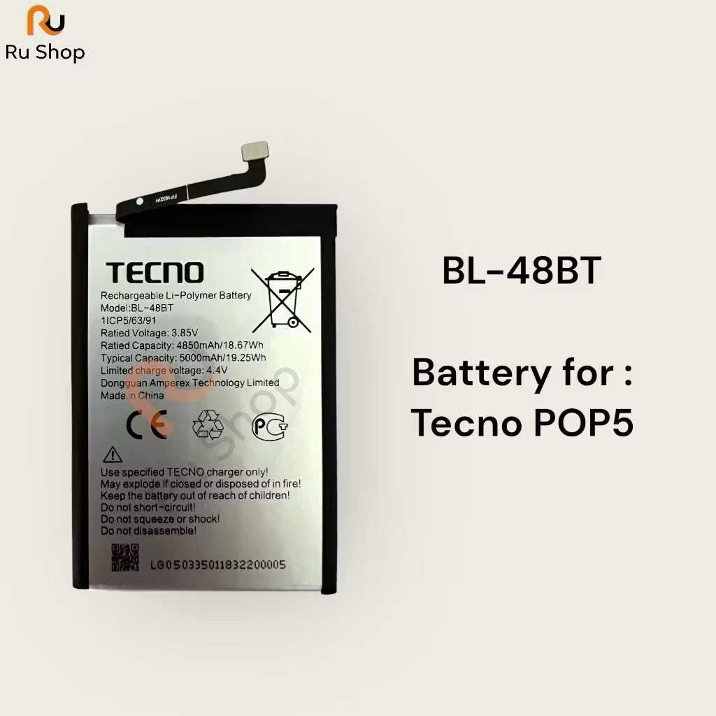 แบตเตอรี่ Tecno Pop 5 BD2P battery BL-48BT BL48BT 5000mAh รับประกัน 3 เดือน