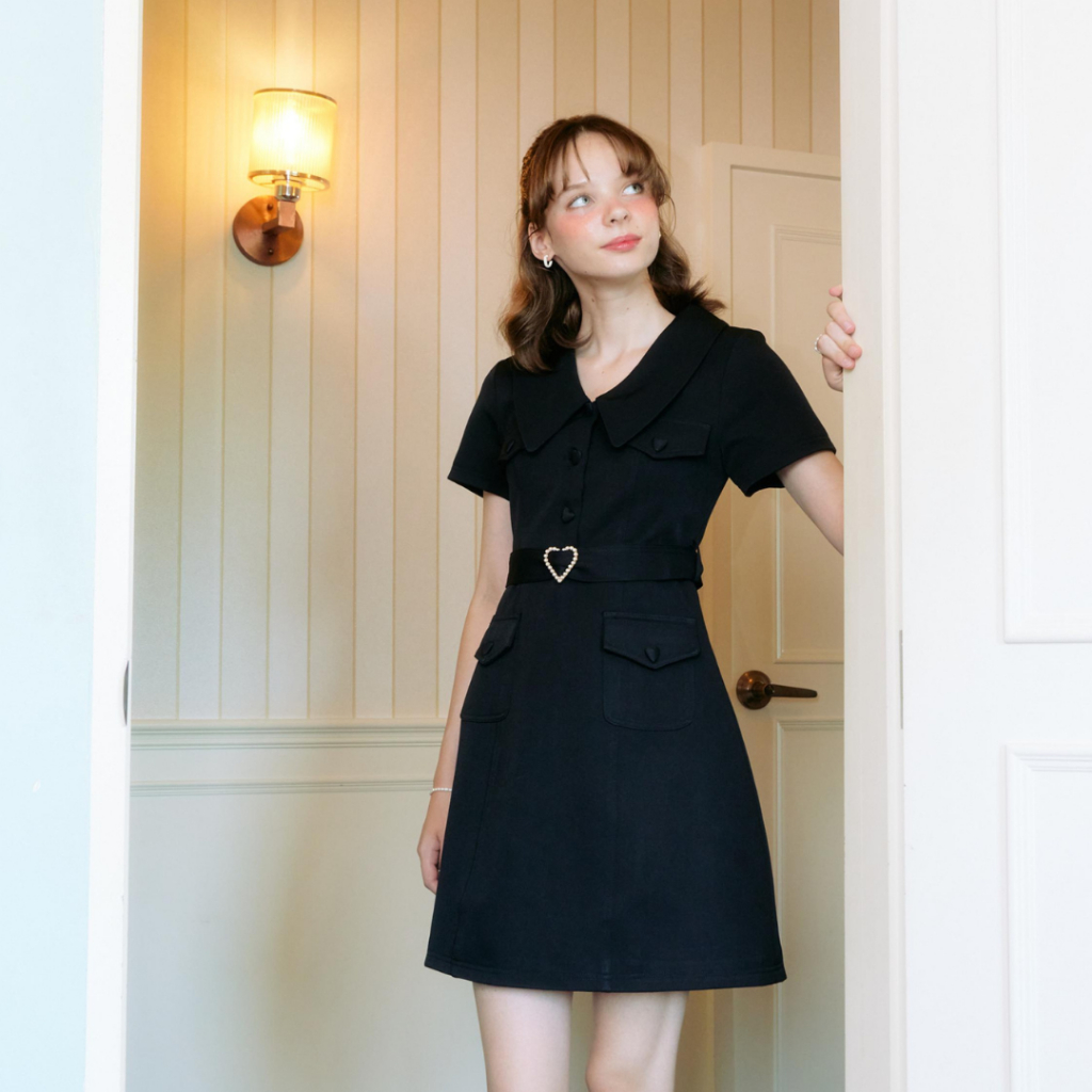 La Mignonne (XS-3XL) Gibson Marsh Dress เดรสทำงานลูกคุณหนูที่จริงใจ มีเข้มขัดหัวใจเก๋ๆ ไม่มีไม่ได้แล้วว