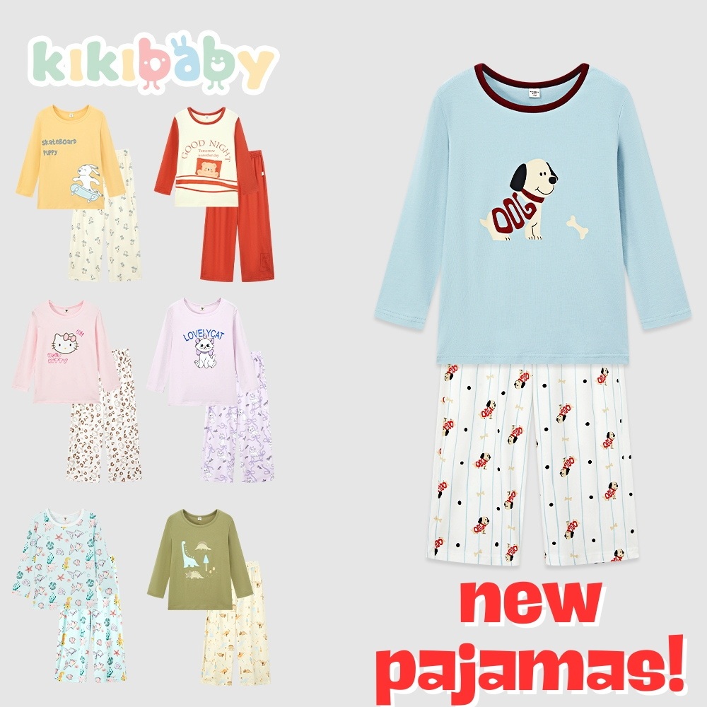 [120-140] ชุดนอนเด็ก เสื้อแขนยาว ชุดนอนลายการ์ตูน ชุดนอนแขนยาว ขายาว  ชุดเด็กผ้านิ่มKIKIBABY_BCG