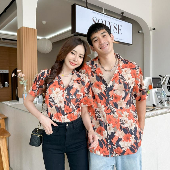 ❤ พร้อมส่งจ้า ❤ เสื้อฮาวายผู้ใหญ่ เสื้อสงกรานต์ เสื้อคู่รัก ผ้าไหม เนื้อนุ่ม ใส่สบาย (ขายเป็นตัวนะคะ คนโสดก้อใส่ได้จ้า)