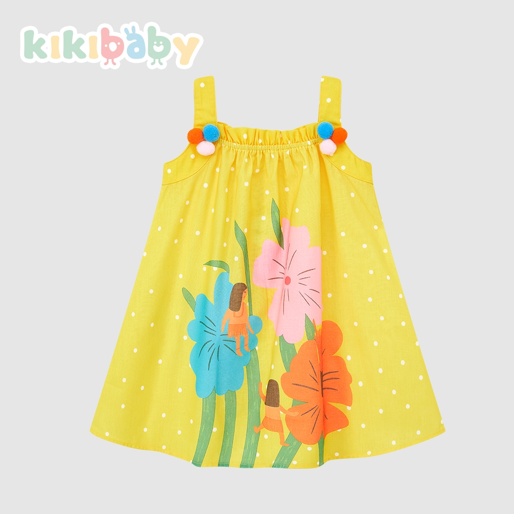 [90-150]เดรสเด็กผู้หญิงน่ารัก แขนตุ๊กตา เดรสระบาย เสื้อผ้าเด็ก ชุดลูกสาว ลายดอก เที่ยวทะเล ชุดสงกานต์KP