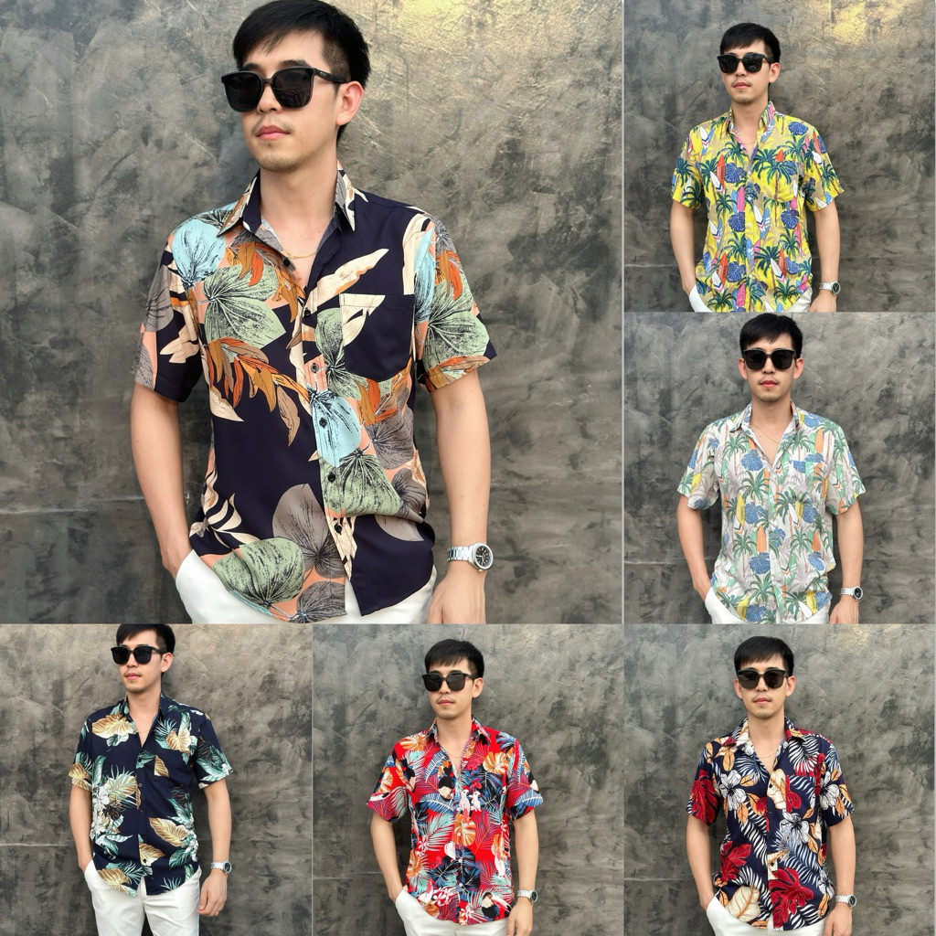 เสื้อเชิ้ตสปันเรยอนผ้าพรีเมี่ยม ลายดอกไม้ ผ้านุ่มนิ่มเบา แห้งง่าย ใส่สบายระบายอากาศ ARDAMAN