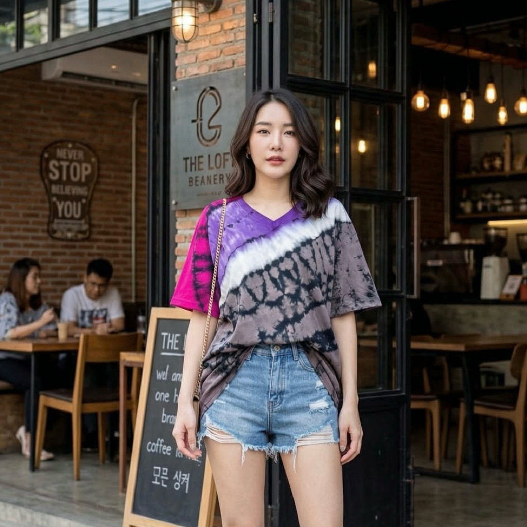 ส่งฟรี เสื้อยืดมัดย้อม ผ้าคอตต้อนเกรดพรีเมี่ยม เนื้อนุ่ม ใส่สบาย ไม่ย้วย อกผ้า 46“ ยืดได้ถึง 50”ยาว 27.5“