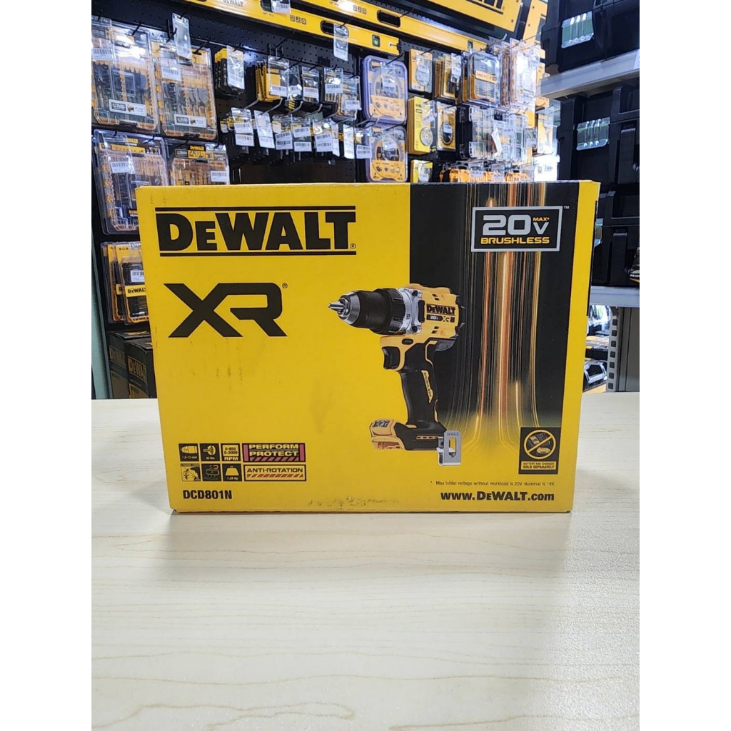 DEWALT DCD801N-B1 สว่านไขควงไร้สายไร้แปรงถ่าน 20V Max (เฉพาะตัวเครื่อง)