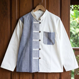 เสื้อผ้าฝ้ายพื้นเมือง รุ่นทูโทน แขนยาว