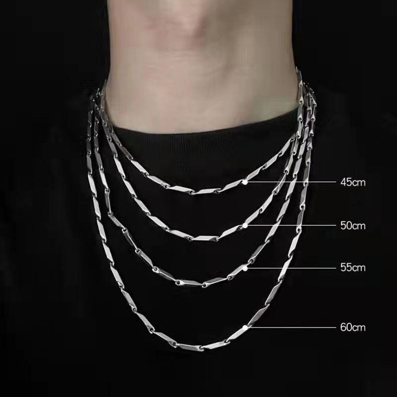 สร้อยคอ Diamond Necklace Men's High Street Titanium Steel Color-free High-end Men's and Women's