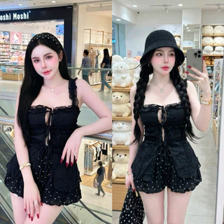 Set 2 ชิ้น แต่งระบายผูกโบว์ + กางเกงบอลลูน (S44)