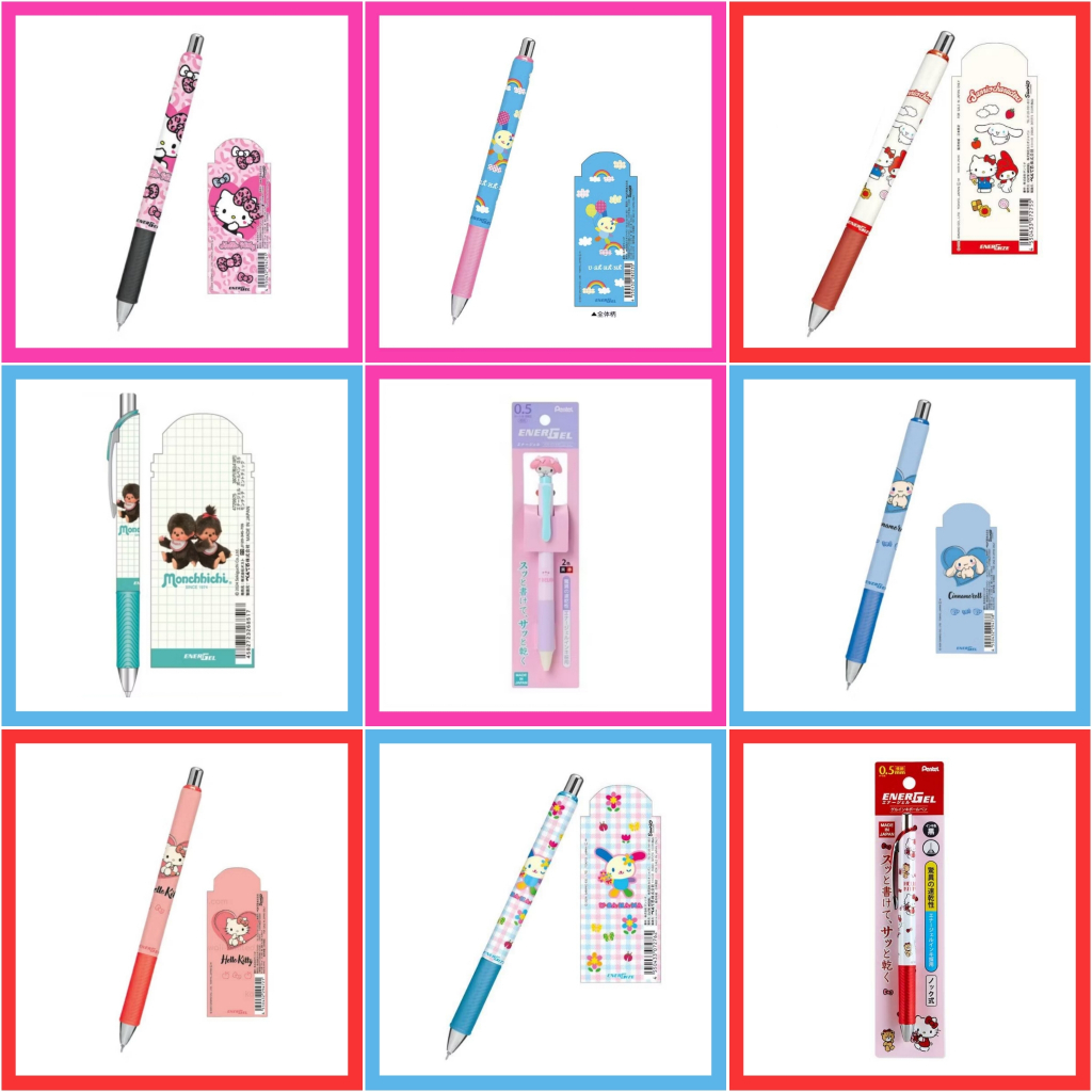 💛 แท้ 100% ปากกา Pentel Energel Sanrio 🧡 เพนเทล 3in1 Disney ปากกาเจล ปากกาแห้งเร็ว หมึกดำ เครื่องเขี