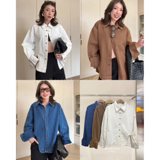 🚩113 STUDIOX2 DENIM SIDE CUT SHIRT 🤍🤎💙 เสื้อเชิ้ตยีนส์ ทรงหล…