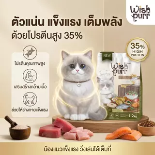 Wishpurr โปร 2 ถุง โปรตีน 35% ตัวแน่น ขนสวย ไม่เค็ม