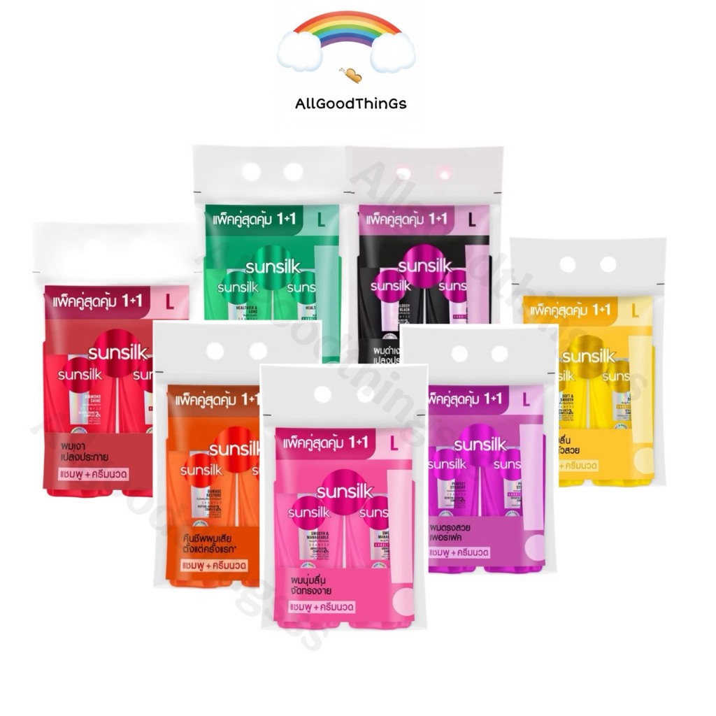 Sunsilk ซันซิล {แชมพู+นวด/ แชมพู+แชมพู} ยาสระผม ขวดปั้ม300-350มล.