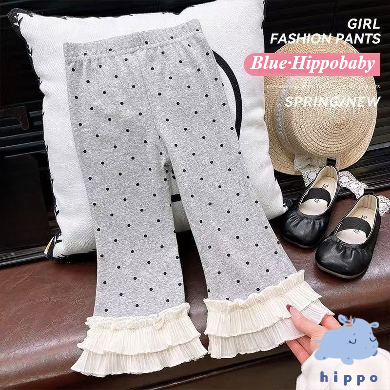 กางเกงลำลองสำหรับสาว ๆ ลูกไม้ลายจุด Wave ใหม่ร้อยชุด เหมาะสำหรับฤดูใบไม้ร่วงและฤดูหนาว