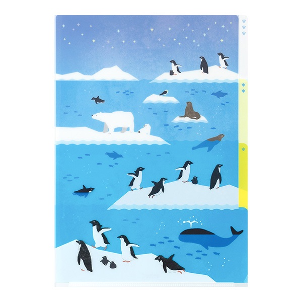 MIDORI 3 Pockets Clear Folder A4 Sea Creatures (D35668006) / แฟ้มใส 3 ช่อง ขนาด A4 ลายสัตว์ทะเล แบรนด์ MIDORI