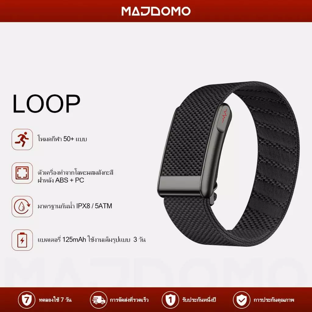 MAJDOMO LOOP Smart watch band ตรวจ ECG GPSวัดน้ำตาลไม่เจ็บตัว วัดความดันโลหิต กรดยูริก ไขมันในเลือด HRV