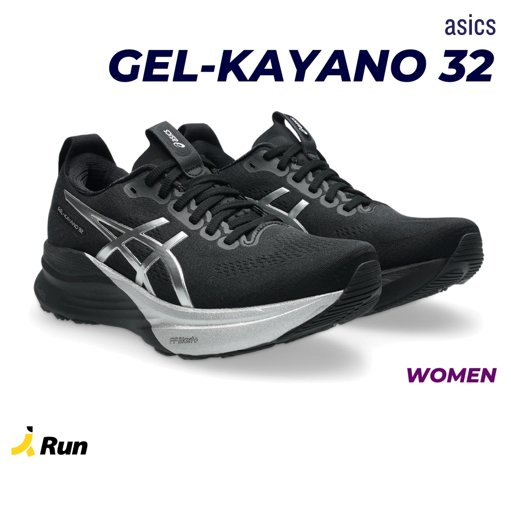 Asics Women's Gel Kayano 32 Platinum Platinum/Black รองเท้าวิ่งผู้หญิง BananaRun