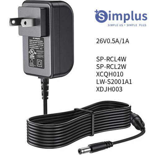 อะแดปเตอร์ชาร์จเครื่องดูดฝุ่น Simplus 26V0.5/1A อะแดปเตอร์ไฟ Replacement Cordless Vacuum Cleaner