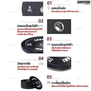 OML WP1 แผ่นน้ำหนักบั๊มเปอร์เพลท(รู 2 นิ้ว) ใช้กับบาร์เบลแกน 2 นิ้ว แผ่นบาร์เบลbumper plate SHOPOML แผ่นน้ำหนักโอลิมปิค