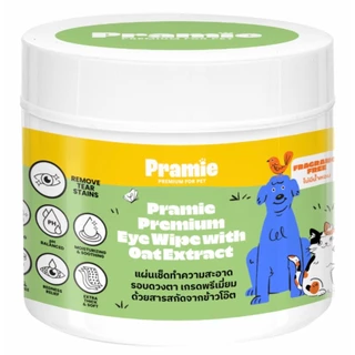 Pramie แผ่นเช็ดทำความสะอาดรอบดวงตาสำหรับสัตว์เลี้ยง สูตรไม่มีน้ำหอม เกรดพรีเมี่ยม 100 ชิ้น