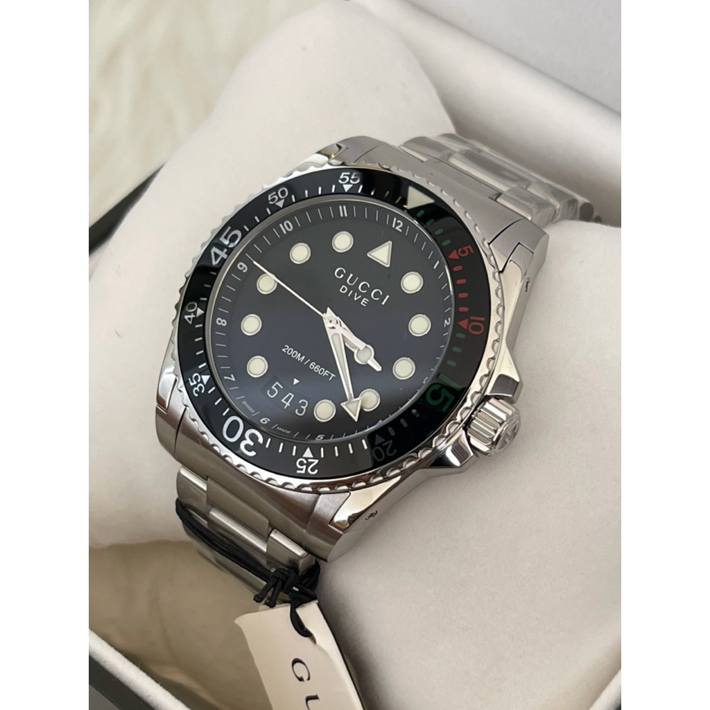 GUCCI Dive XL Swiss 45 mm Stainless Steel Black Dial Men’s 's Quartz Watch YA136208A