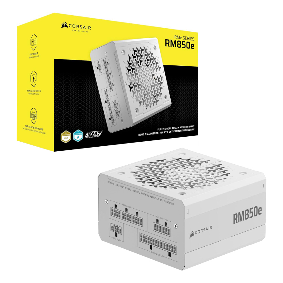 PSU (อุปกรณ์จ่ายไฟ) CORSAIR RM850E WHITE - 850W (80+GOLD) (CP-9020293-NA)