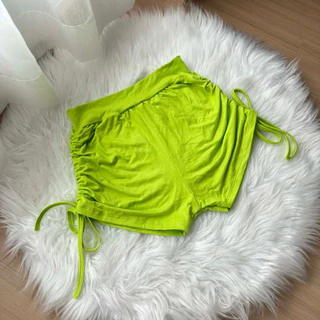 ใหม่ล่าสุด กางเกงขาสั้นรูดข้างเอวสูง ขาสั้นสายฝอ สีพื้นและลาย มี 2 ไซส์