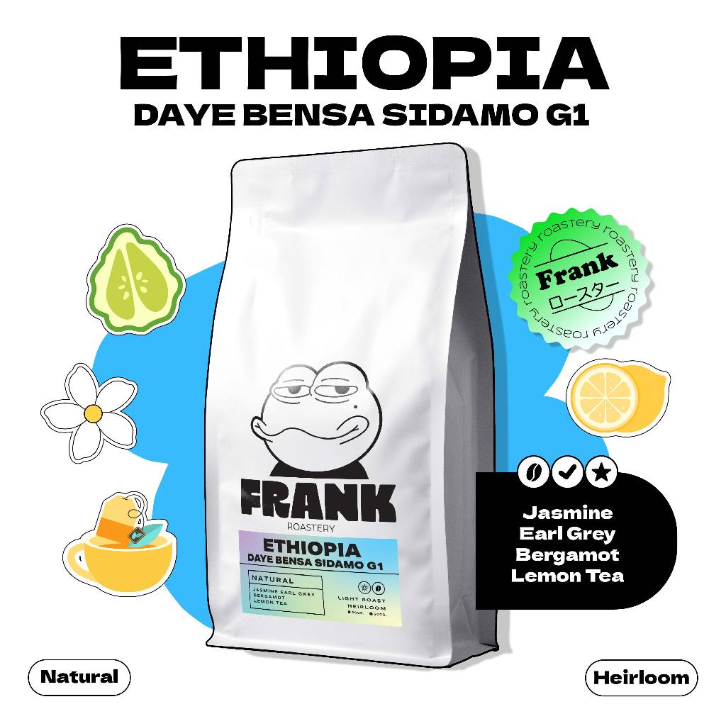 Frank's | เมล็ดกาแฟ คั่วอ่อน Ethiopia daye bensa sidamo g1 200g-1kg.